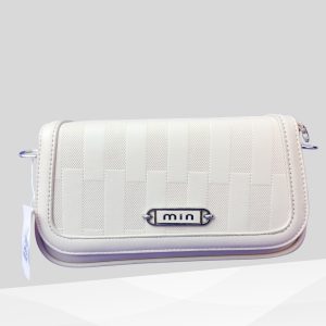 The "min" Textured Crossbody Bag - White